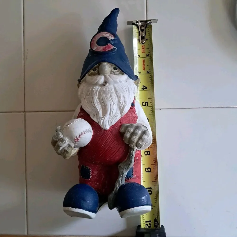 2015 Chicago Cubs Garden Gnome 11” Statue Holding Baseball Walking Stick